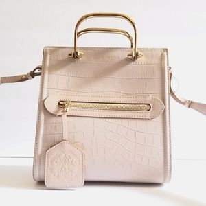 Alexander McQueen The Short Story Croc-Embossed Leather Crossbody Bag Pa…